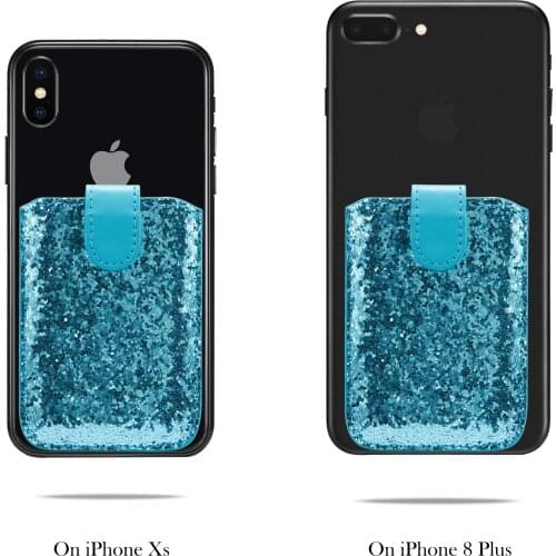 Canvas Leather / Glitter Series / PU Leather Wallet Card Back Sticker for iPhone 12 for Huawei Smart Phone w/Credit Card Slots