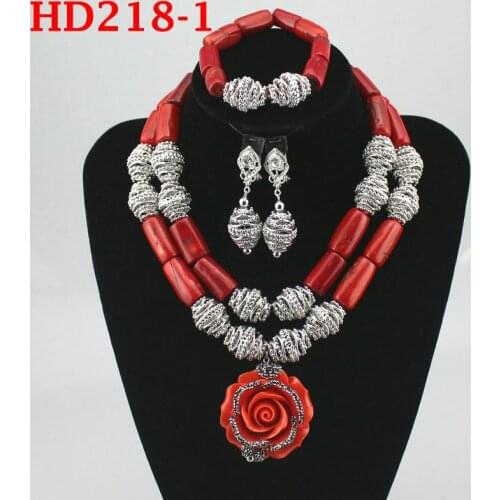 Newest Dudo Jewelry African Bridal Jewelry Sets Orange Original Coral Beads Jewelry Set For Nigerian Weddings Women Free Ship