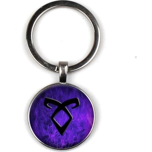 New City of Bones Glass Keychain Angelic Rune Pendant Key Chain Angel mortal Musical Instrument Jewelry