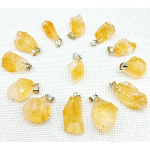 Wholesale Good Quality Natural Gemstone Yellow Cyrstal Irregular Shape Pendants For Jewelry Making Necklaces 25pcs Free Shipping