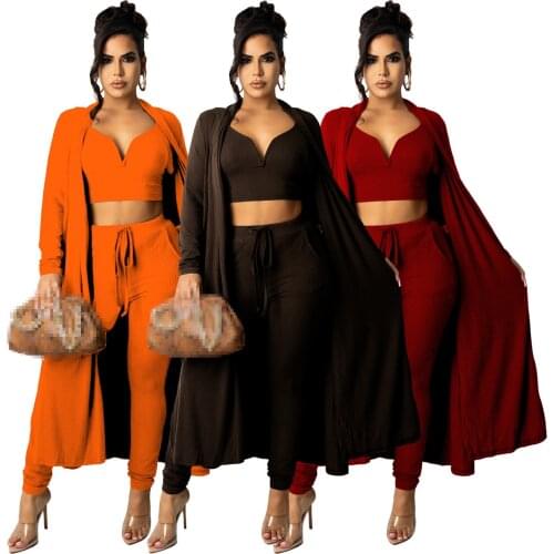 Fall clothes for women 3 piece set three pieces sets women outfits pants sets fall 2021 female fashion tracksuit wholesale