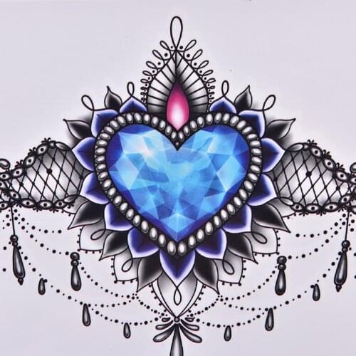 Sexy Waterproof chest jewelry tattoo BIG Size 290mm*130mm Body Art tattoo Temporary Tattoo Exotic Sexy Tattoo Stickers