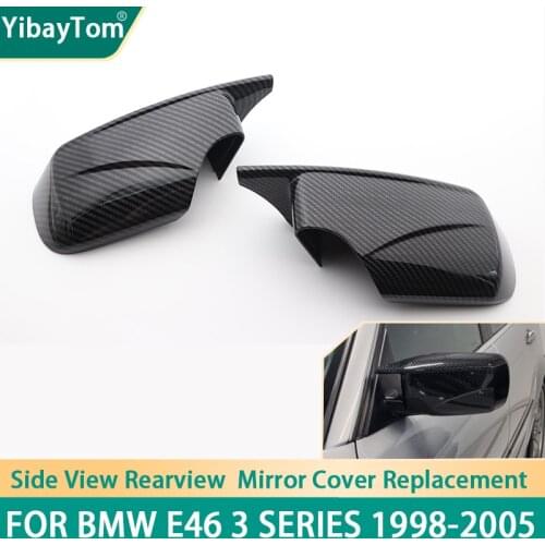 Printed Carbon Fiber Pattern M4 Style Side Door Wing Rear View Mirror Cover Cap Replacement For BMW E46 3 Series 1998-2005