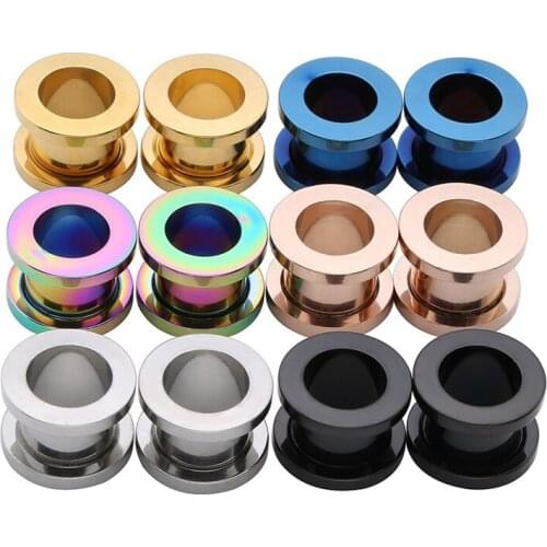 6Colors Sale Stainless Steel Screw Ear Plugs Fit Ear Flesh Tunnels Earring Expander Pircing Earlet Gauges Body Jewelry Piercing