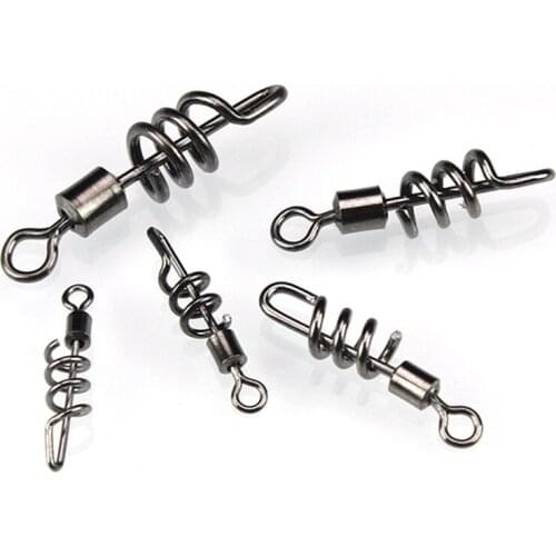 20pcs/set Fishing Rolling (Swivels) With Screwed Snap Quick Connector Copper Stainless Steel 8 Shaped Solid Ring Accessories
