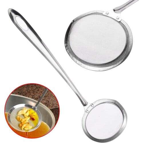 1PC Stainless Steel Fine Mesh Strainer Spoon Kitchen Oil Soup Skimmer Colander Scoop Long Handle For Cooking Supplies
