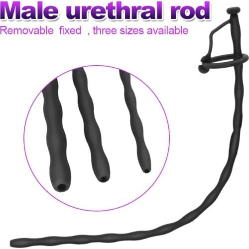 Silicone Hollow Urethral Sound Dilator Penis Plug With Penis Ring Male Masturbation Urethral Catheter Horse-eye Stick Sex Toys