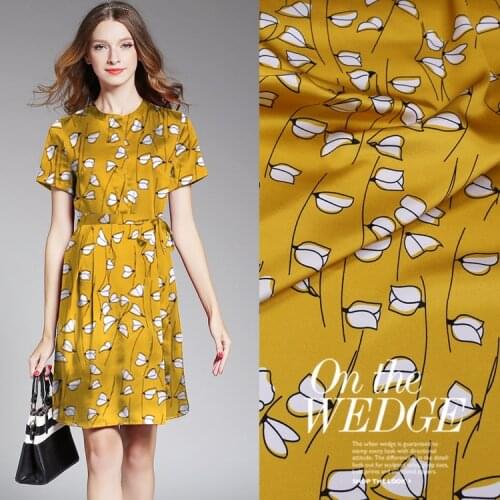 140CM*50CM thickness 19 Mumi big digital printing mulberry silk stretch satin fabric stretch silk satin dress fabric