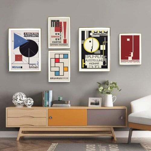 Bauhaus Exhibition Unique Geometric Poster Minimalist Art Canvas Print Abstract Painting Wall Picture for Living Room Home Decor