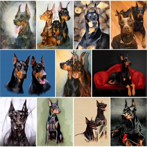 Yumeart Diamond Painting Cross Stitch,Doberman Pinscher Diamond Embroidery DIY Diamond Mosaic Crystal Rhinestone Pasted Picture