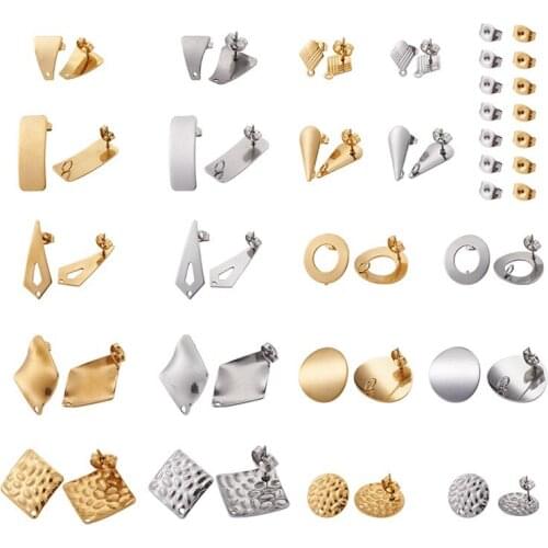 1 Box 304 Stainless Steel Stud Earring Findings with Loop and Ear Nuts/Earring Backs for Jewelry Making DIY Earring