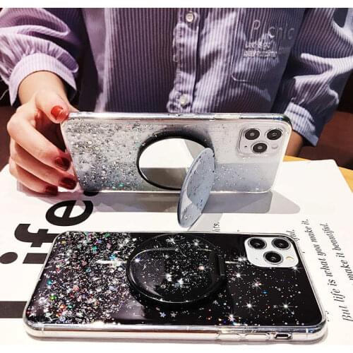 Mirror Stand Sequin Phone Case For OPPO Realme 5 Pro 3 X XT C2 A9 A5 2020 A91 A8 Reno 3 2 2Z 2F Z A11X K3 K5 A1K F11 R17 Pro
