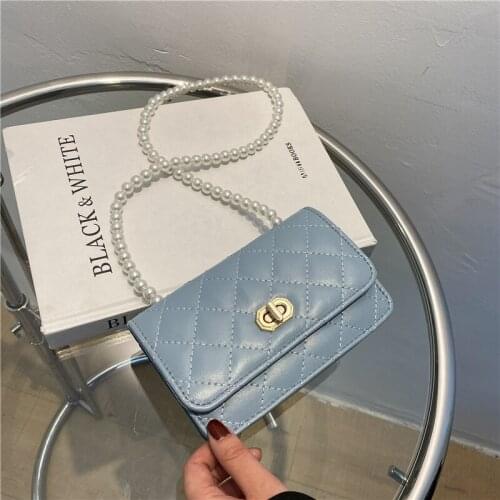Stone Pattern PU Leather Armpit Bag For Women 2021 Solid Color Pearl Chain Shoulder Handbags Female Travel Fashion Hand Bag