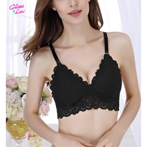 Women Wireless Lace Bralette Beauty Back Hollow Underwear Sexy Deep V Padded Bras Push Up Seamless Breathable Lingerie Intimates