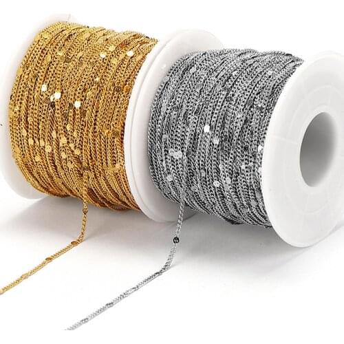 2meter Width 1.2mm Stainless Steel Gold Press Rounding Necklace Chains for Jewelry Making DIY Earrings Anklet Bracelet Supplies