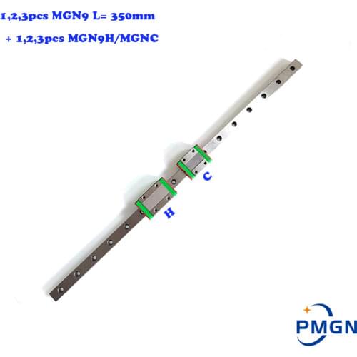 1,2,3pcs 9mm Linear Guide MGN9 L= 350mm High quality Linear Rail Way + MGN9C or MGN9H Long Linear SS Carriage for CNC XYZ Axis