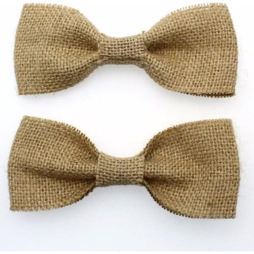 2pcs Natural Rustic Burlap Bows Handmade Home Decor Accessories Bowknot