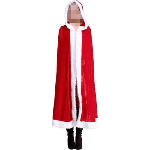 2016 New Arrival Sexy Christmas Santa Cape Cloak Red Hood Fantasy Santa Claus for women Party Gown Shawl Winter Red Party Cloak