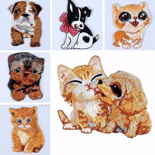 2019 High Quality Kawaii Cat Dogs Friends Badges Cartoon Squirrel DIY Decoration Clothes Stickers Embroidery Parches