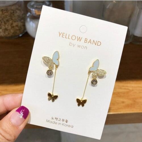 2021 Korean New Sweet Lady Butterfly Earrings Fashion Temperament Versatile Long Earrings Elegant Lady Jewelry