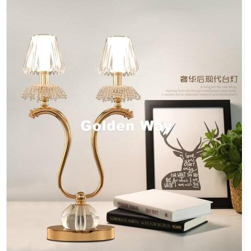 Free Shipping Crystal Table Lamp Modern Nordic Crystal Table Lamp D380mm H640mm LED European Style Bedroom Bedside Lighting Lamp