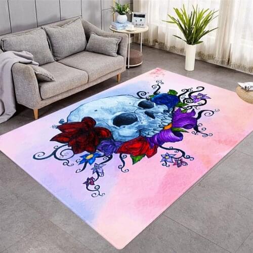 Bohemian style flower and skull pattern psychedelic Santa Claus Floor mat Door mat Anti-slip mat Carpet Bedroom Home decor