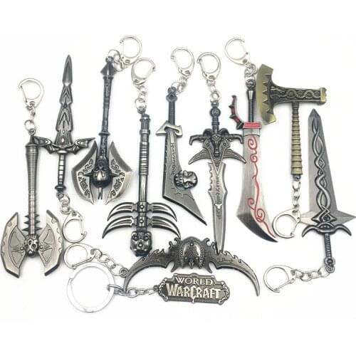Game WOW Keychain 12cm Weapon Model Lich King Frostmourne keyring The Horde The Alliance Accessories Key Chains Souvenirs Gifts