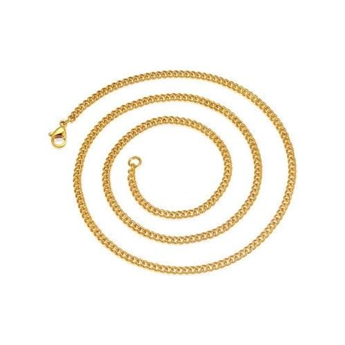 Filled Solid Black/Gold/Silver Plated Stainless Steel 3mm Curb Chains Link Metal Necklace For Women Men punk jewelry bijoux A92