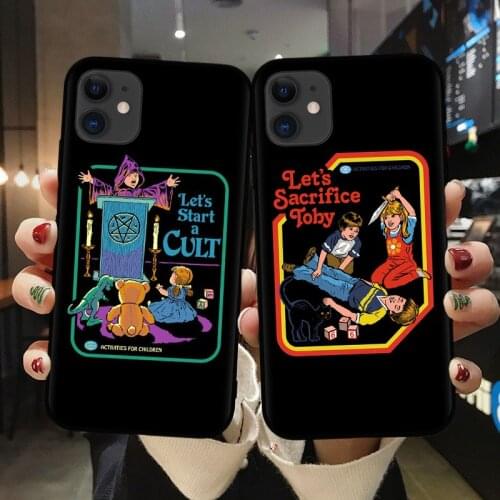 Black Silicone Phone Case For iPhone 11 Funny Halloween Satan Lets Sacrifice Cover For iPhone XR X XS 11 Pro Max 8 7 6 6S Plus C