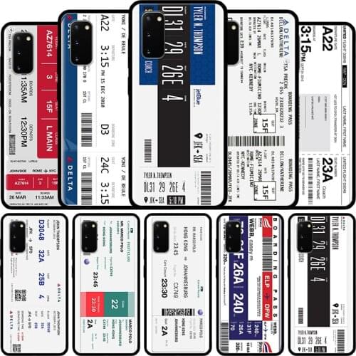Air Plane Tickets Silicon Shell for Samsung Galaxy S20 FE S21 Ultra 5G S8 S9 Coque for SAMSUNG S10 S20 Plus S10e TPU Case
