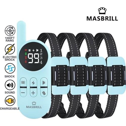 MASBRILL Electric Remote Dog Training Collar Waterproof Rechargeable LCD Display for All Size Pet Dog Beep Shock Vibration Mode