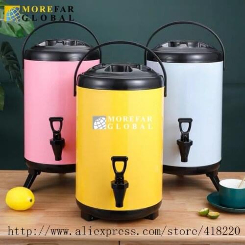 6/8/10/12L Large Capacity Stainless Steel Milk Tea Barrel Heat Cool Preservation