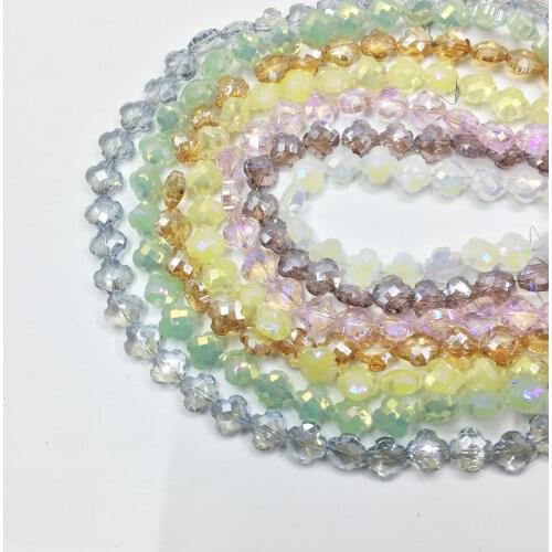 Eruifa 20pcs 6mm Clover AB Faceted Galss Beads Charms Pendant Jewelry DIY Hand making Earring Necklace Bracelet 4colors