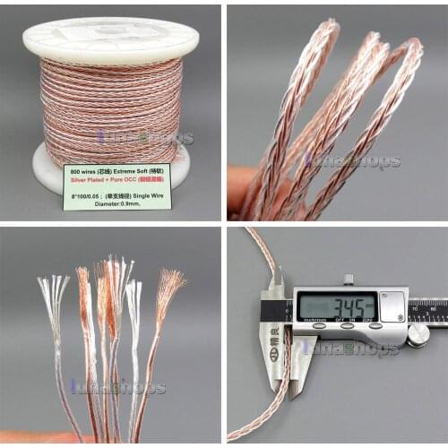 LN005354 Semi-finished 800 Wires Extreme Soft Silver + OCC Alloy Signal Earphone Headphone Cable 8*100*0.05