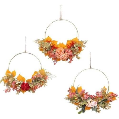 Metal Ring Flower Wreath Frame Gold Geometric Floral Hoop For Home Wedding Birthday Party Hanging Decor Garland Wreath Supplies