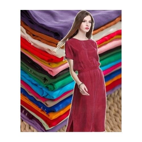 Sand washing copper ammonia silk fabric Spring and summer clothing fabrics Vintage handmade dress fashion fabric