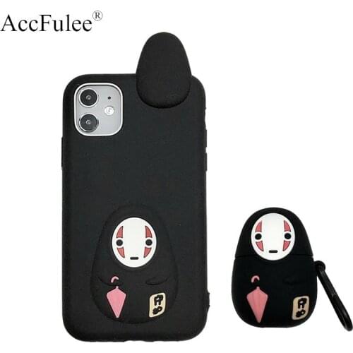 Cartoon Cute Black Man Case for iPhone 12 Pro Max 11 X XR XS 6S 7 8 Plus SE 2020 Soft Phone Cover for airpods 3th