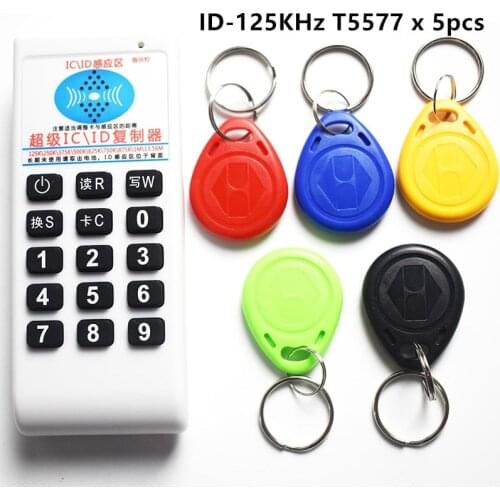 NFC RFID 13.56Mhz 125khz IC ID Copier Duplicator Cloner Reader Writer Support 5 Frequency + 5pcs T5577 Rewritable ID Keyfobs