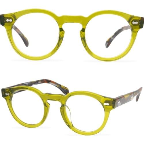 Japanese style round frame acetate glasses frame trendy high quality yellow glasses frame