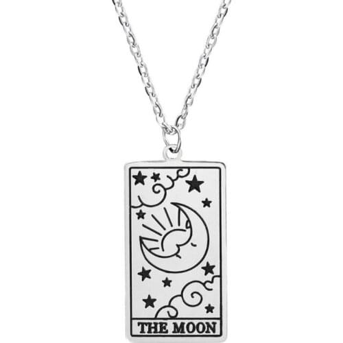 Stainless Steel Necklace Astrology Divination Amulet Fortune Star Moon Sun Heart World Pendant Chain Necklace