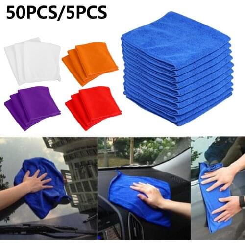 50 Pcs Microfiber Car Cleaning Towels Automobile Motorcycle Washing Glass Household Cleaning Small Towels 25*25/30*30 cm