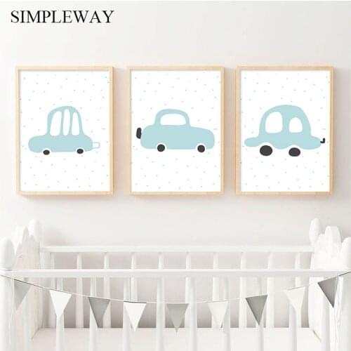 Cartoon Vehicle Car Nursery Child Poster Print Wall Art Canvas Painting Nordic Kids Decoration Picture Baby Boy Bedroom Decor