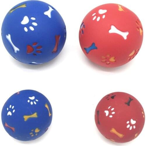 Dog Toy Rubber Ball Chew Dispenser Leakage Food Play Ball Interactive Pet Dental Teething Training Toy Blue Red