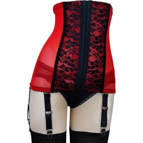 Sexy Mesh Steampunk Corset Waist Training Corsets Lace Up Waist Corselet Gothic Garter Belts