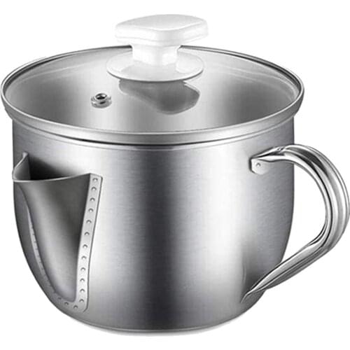 Stainless Steel Soup Oil Separator Oil Filter Oil Fats Separator with Lid Oil Soup Cooking Strainer 1000Ml