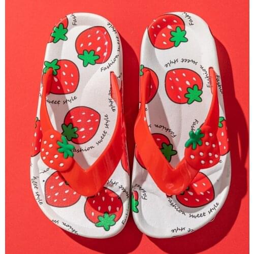 Slippers Girls Summer Print Fruit Slipers Flip Flop Kids Soft Cute Beach Bathroom Anti-Slippers Sandal Children Toddler Slippers