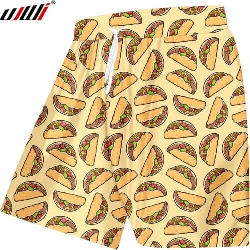 UJWI Swiming Shorts Men Summer 3D Print Food burger Beach Board Shorts Unisex Bodybuilding Fitenss Casual Trousers Dropship