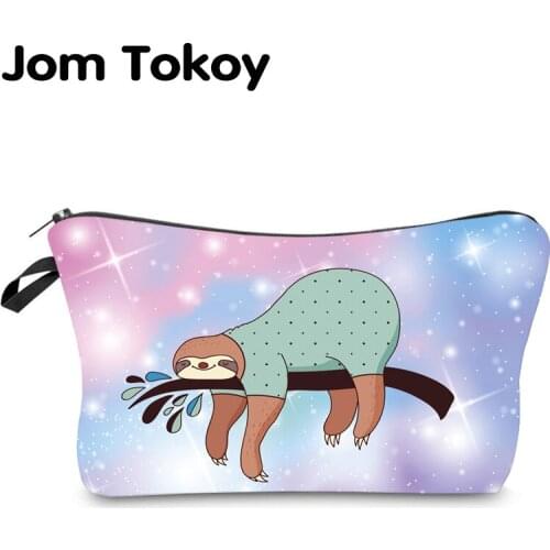 Jom Tokoy Water Resistant Makeup bag Printing Sloth Cosmetic Bag Lovely Cosmetic Organizer Bag Women Multifunction Beauty Bag 40