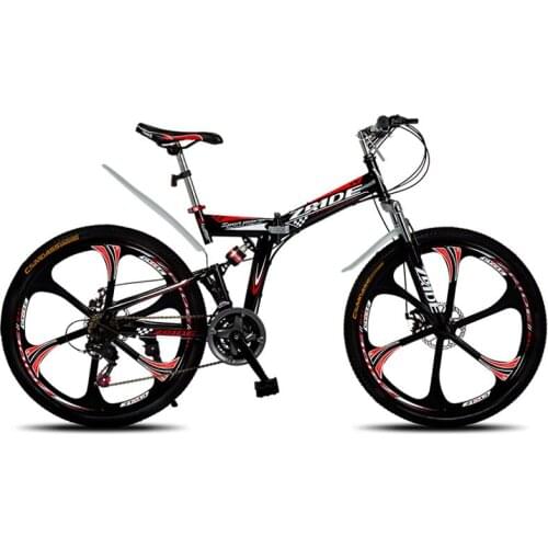Mountain Bike 26 Inch 21/24/27/30 Speed 6 Knife Folding Mountain Bicycle Double Disc Brake 2019 New Suitable for Adults