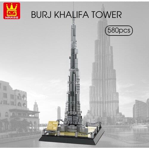 WANGE 580Pcs Worlds Tallest Architecture The Burj Khalifa Tower of Dubai Building Blocks DIY Model Arts Office Home Desktop Deco